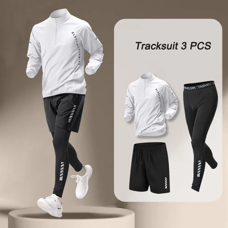2024 男性セット屋外クイックドライジャケットスーツ 1-3 ピースフィットネススポーツジョギングワークアウトスポーツウェア韓国ジム服スポーツウェア