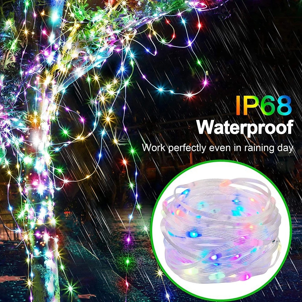 Guirnalda de luces LED de 5/10/15/20M con Bluetooth, USB, conexión WiFi Tuya, guirnalda de luces decorativas para fiesta de cumpleaños y Navidad para el hogar