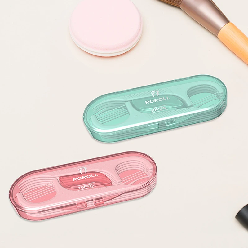 10pcs/box Dental Floss Stick Portable Box Disposable Toothpicks Interdental Brush Floss Deep Teeth Cleaning Dental Floss Random