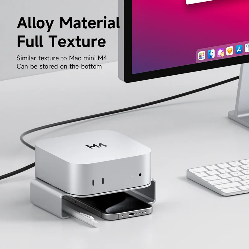 Soporte de escritorio Hagibis para Mac mini M4/M4 Pro 2024, soporte de disipación de calor, soporte de aleación de aluminio, accesorios de soporte de refrigeración