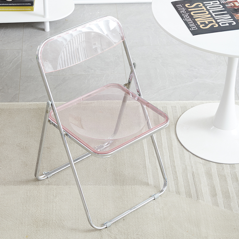 Fashion Acrylic transparent folding chair restaurant household dining chairs Office folding chair Folding stool