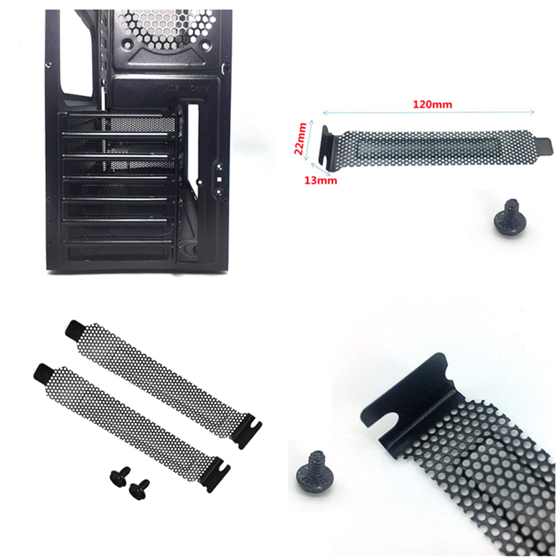 Nuevo 2 uds 5 uds 10 Uds filtro de polvo de acero duro negro placa ciega cubierta de ranura PCI con tornillos