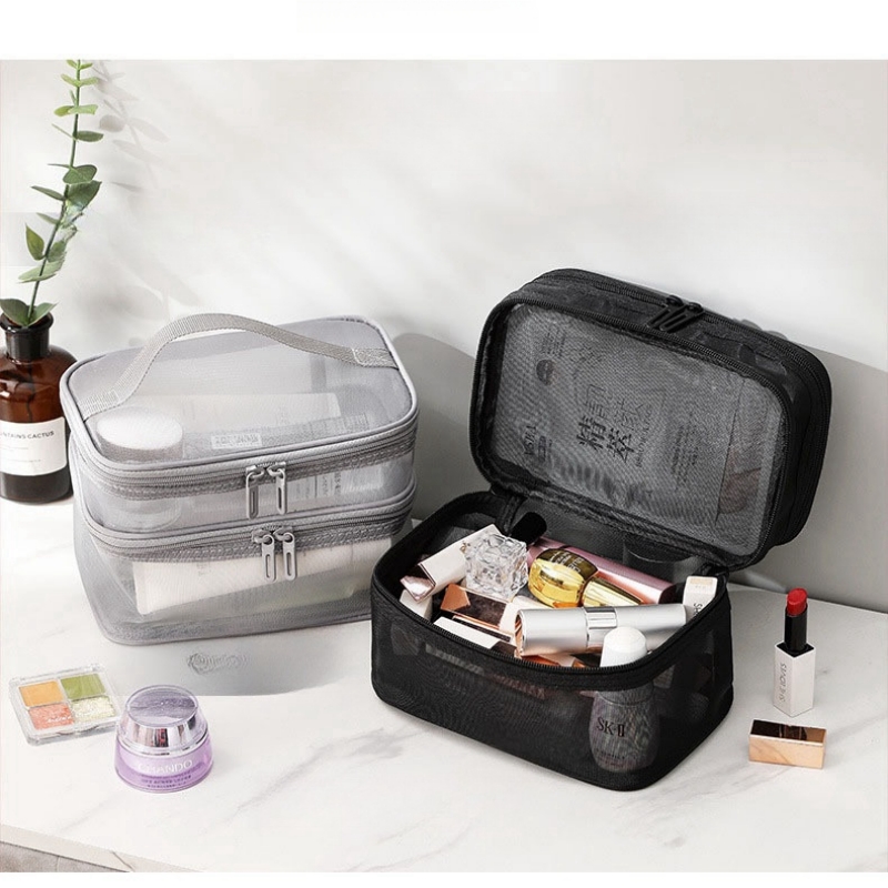 Reise Mesh Waschen Lagerung Tasche Make-Up Organizer Kosmetik Make-Up Hautpflege Box Kunststoff Behälter Handtasche Für Frauen Männer Badezimmer