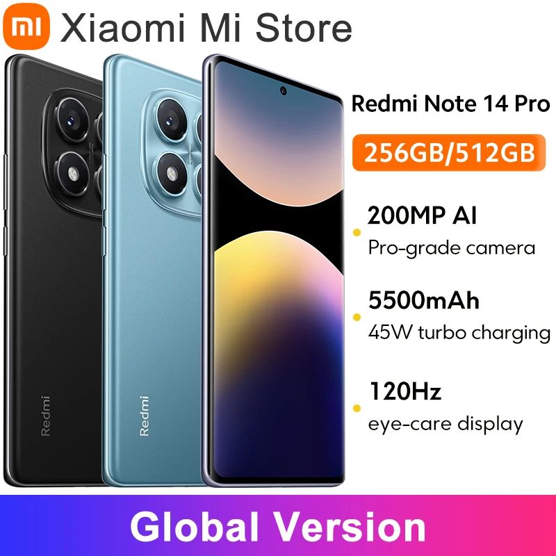 Global version Xiaomi Redmi Note 14 Pro Smartphone 200MP AI camera NFC Helio G100-Ultra 6.67" AMOLED display 5500mAh battery