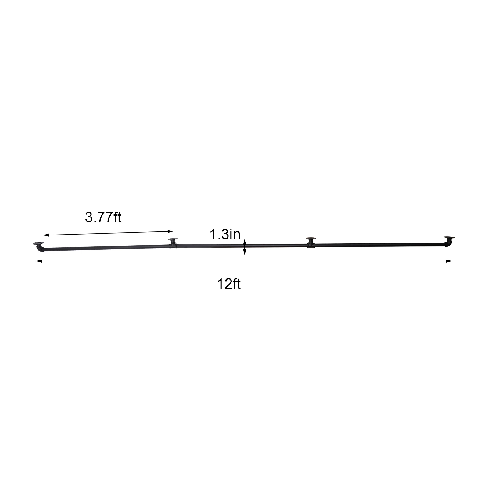 Wall-mounted Stair Handrails，3.66m Total Length Galvanized Iron Pipe Metal Stair Railing, Rust and Heat Resistant, Safe Guardian