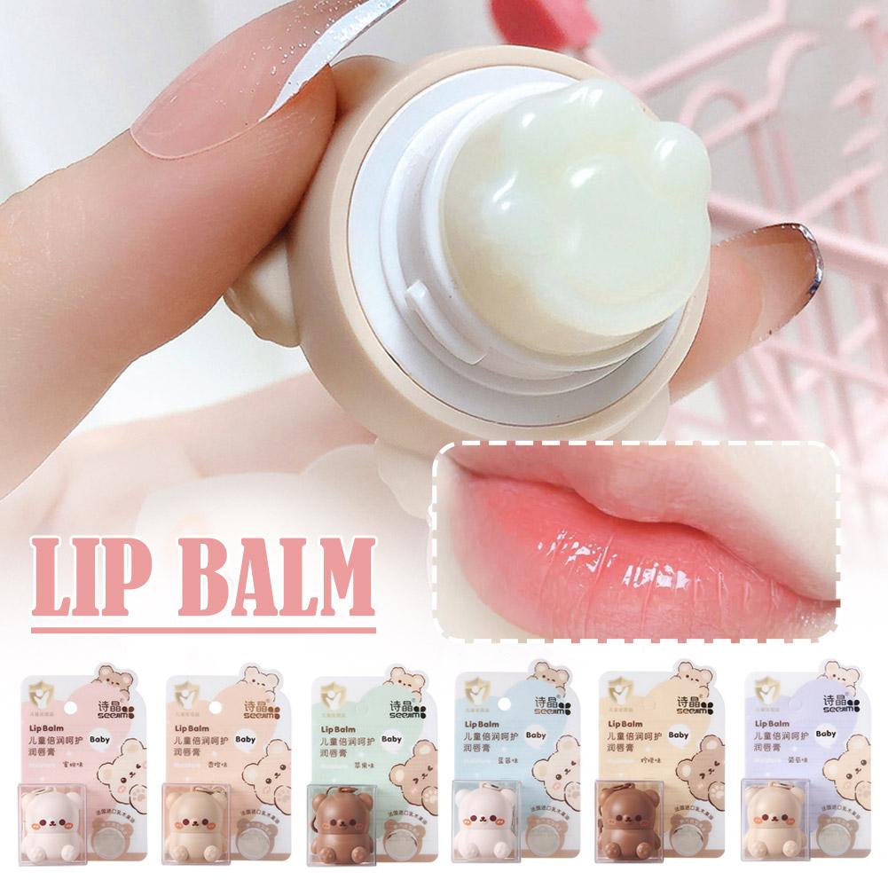 Crianças frutado bálsamo labial hidratante anti-seco anti crack bálsamo labial bebê disponível cuidados com os lábios bonito ursinho batom cuidados com a pele