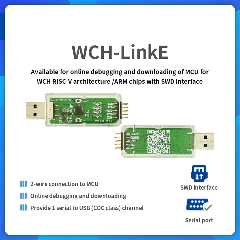 WCH LinkE Online Download Debugger Support WCH RISC-V Architecture MCU/SWD Interface ARM Chip 1 Serial Port to USB Channel