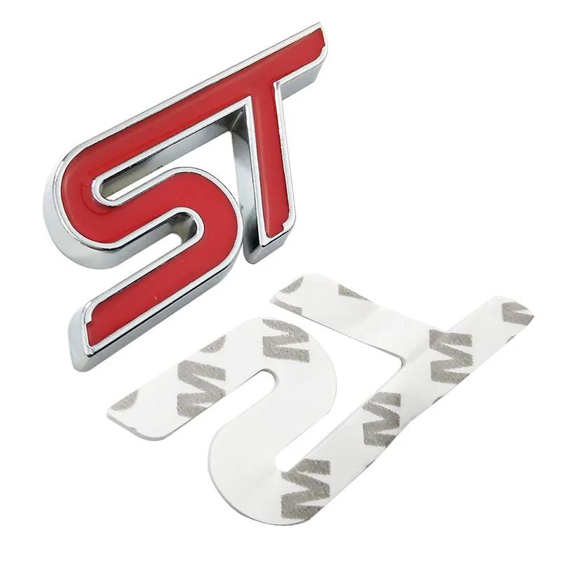 Metall Rot Blau ST Frontgrill Aufkleber Auto Kopf Grill Emblem Abzeichen Chrom Aufkleber für FORD FIESTA FOCUS MONDEO Auto Auto Styling