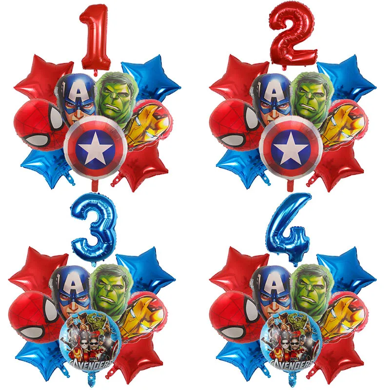 10 Uds. Globos de papel de aluminio de Spiderman de dibujos animados decoración de fiesta de cumpleaños para niños Baby Shower Iron Man Hero Air Globos regalos Juguetes