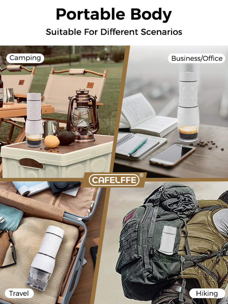 Cafelffe 3 em 1 máquina de café portátil água quente/fria manual máquina de café expresso para cápsula e imprensa mão moída brewer caminhadas viagem