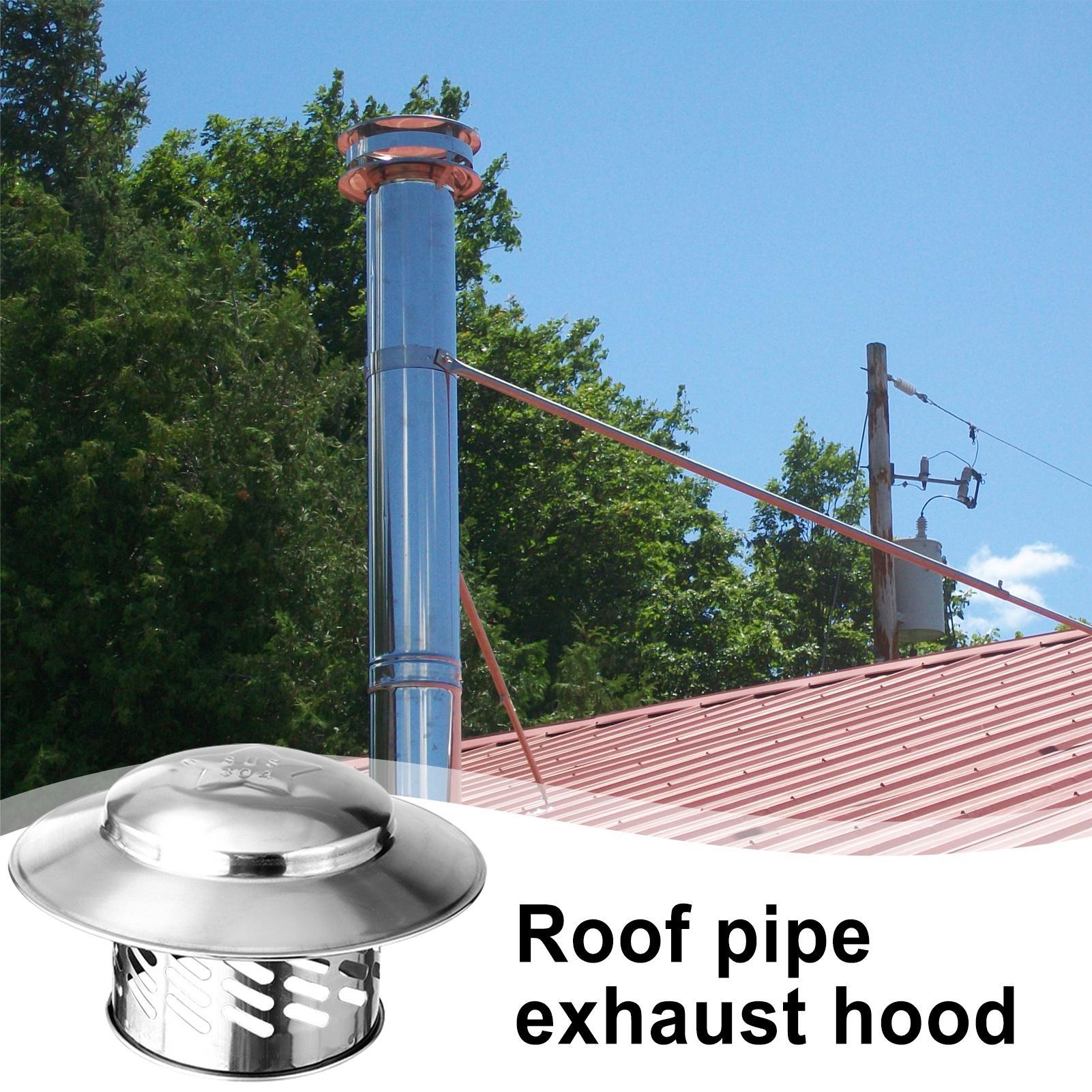 80–220 mm Regenschutzkappe aus Edelstahl 304, Schornstein, winddicht, Regenschutz, Entlüftungsschlitze, Edelstahl, Dachrohr, Ablufthaube