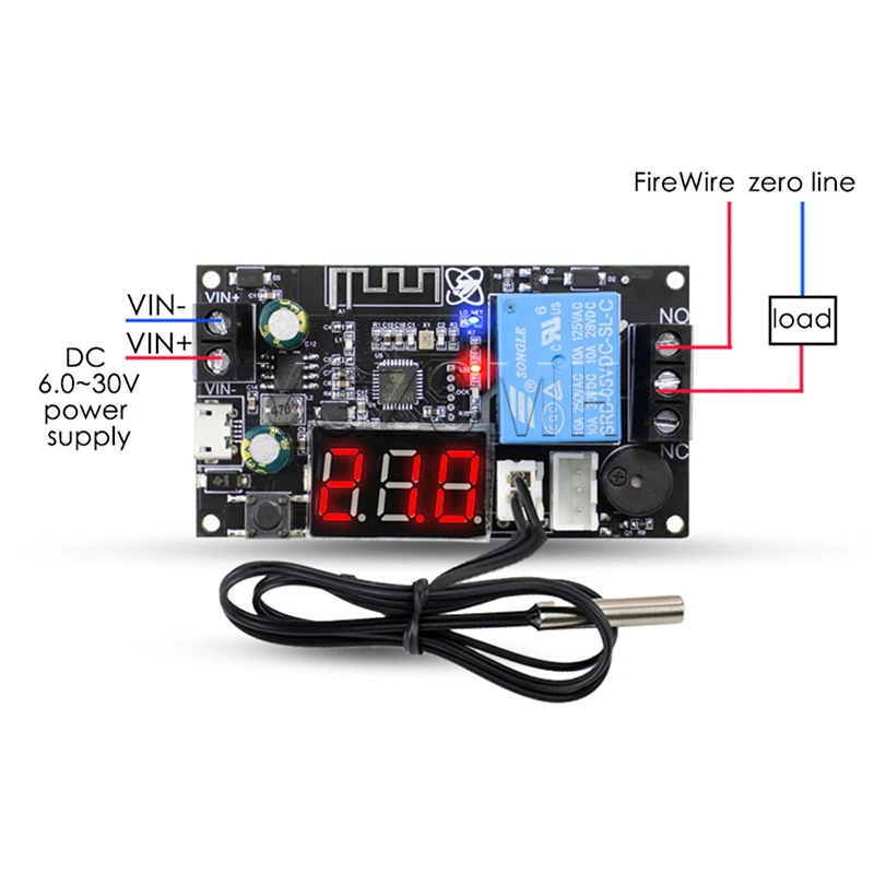 Termostato WIFI remoto, módulo controlador de temperatura de alta precisión, colección de aplicaciones de refrigeración y calefacción