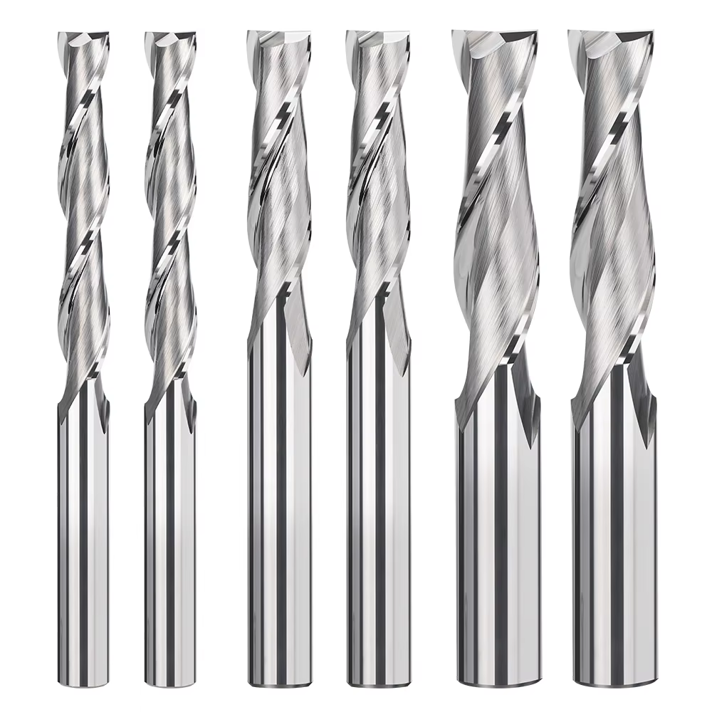 Sprial Xay Cắt 2 Sáo Phẳng Cấp Cối Xay 3.175 4 6 8 10 12Mm Vỏ CNC Router Bit Carbide xay Dụng Cụ Khắc Gỗ