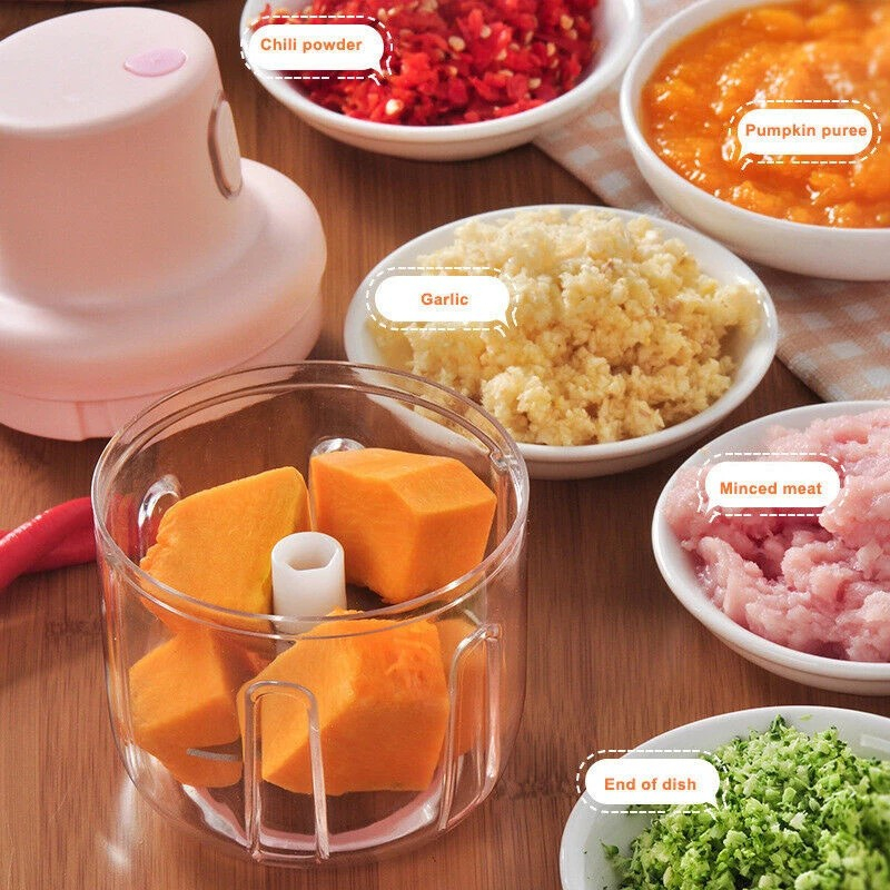 Mini picadora de ajo eléctrica, picadora de carne, trituradora de ajo, trituradora de verduras, trituradora de jengibre duradera resistente, fabricante de alimentos para bebés