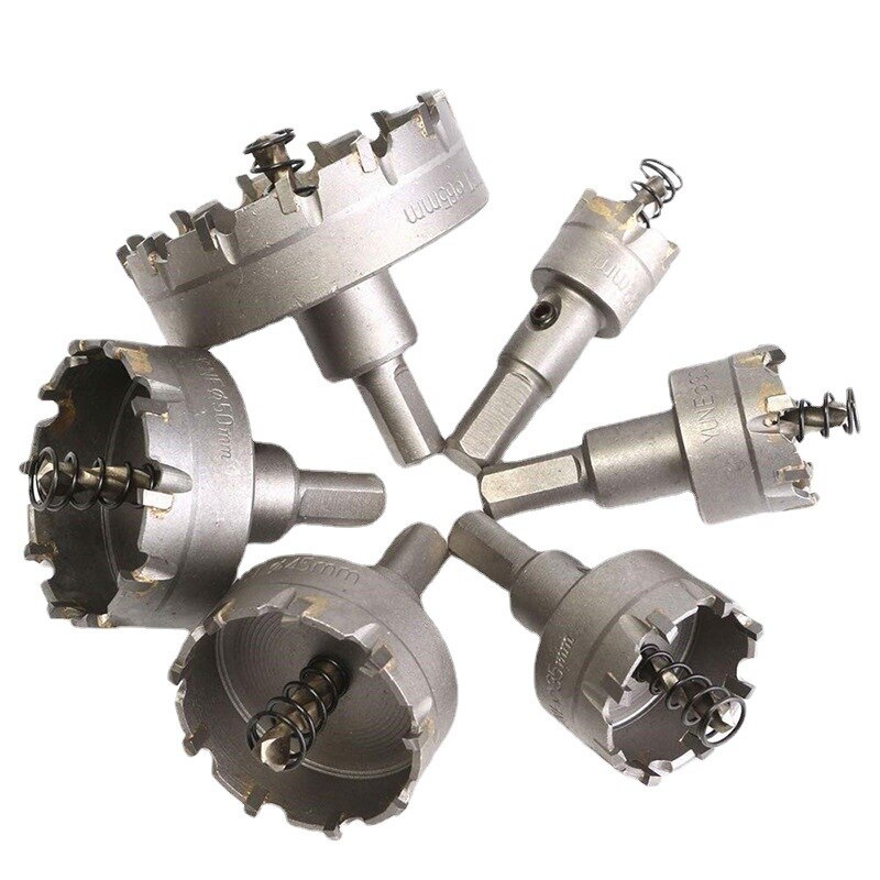 6-Piece Set 22-65mm Tungsten Carbide Hole Saw-Aço Inoxidável/Metal Buraco Abridor, Expansível Broca.