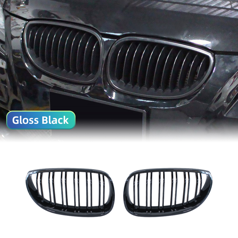 Car Front Bumper Grille Kidney Racing Grill Grilles For BMW E60 E61 5 Series 2003-2009 Gloss Black Auto New Double Slat