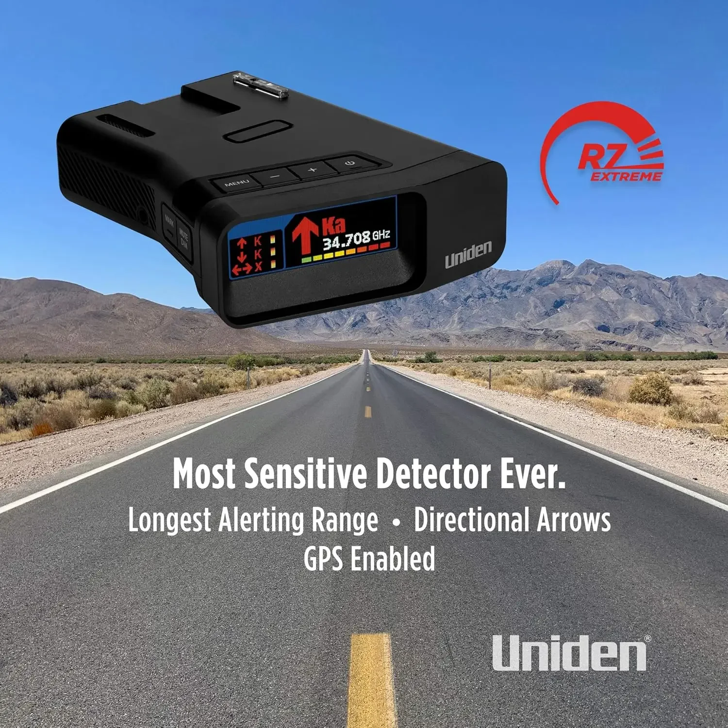 R7 EXTREME LONG RANGE Laser/Radar Detector, Built-in GPS, Real-Time Alerts, Dual-Antennas Front & Rear w/Directional Arrows.