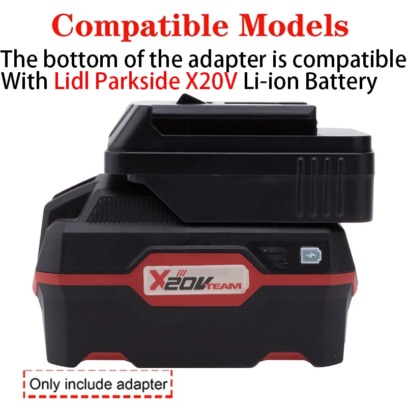 Adaptador para herramientas de iones de litio Bosch de 18V para convertir a Lidl Parkside X20V, adaptador de batería de iones de litio, accesorios de herramientas eléctricas