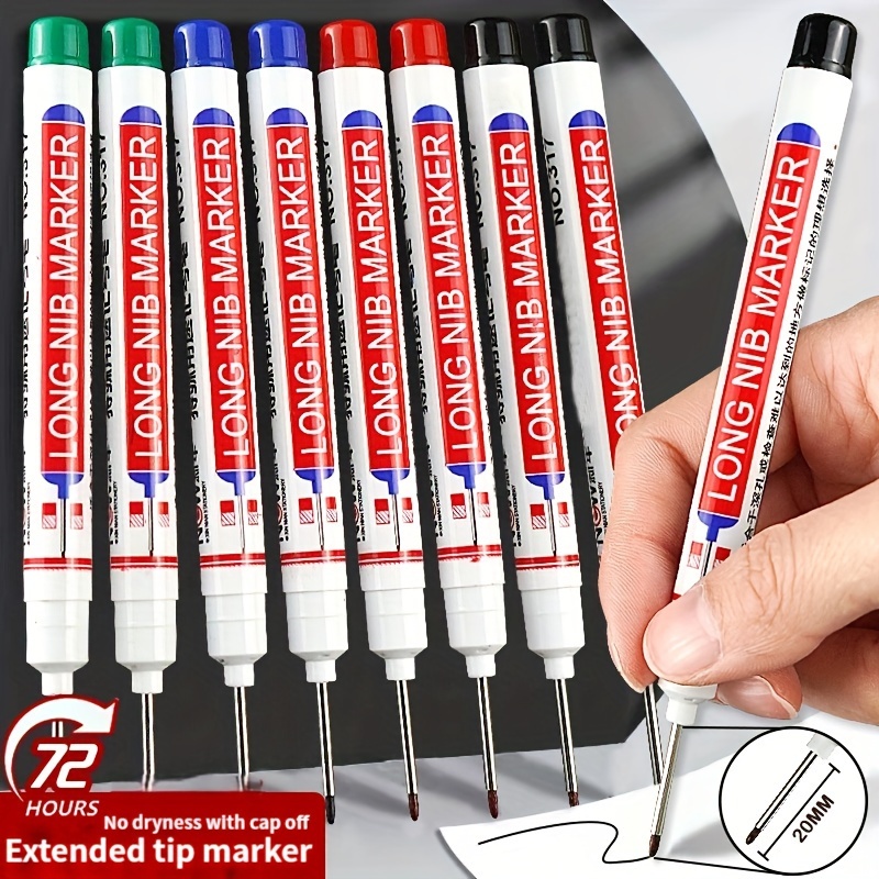 8 sztuk/zestaw 20mm głęboki otwór długa główka stalówka markery permanentne do metalowego pióra perforującego wodoodporna łazienka dekoracja do obróbki drewna