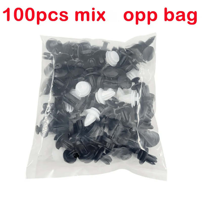 100Pcs Car Plastic Fastener Set 6 Styles Trim Clips for Door Panel Dashboard Uses for Auto Interior Assembly and Repair