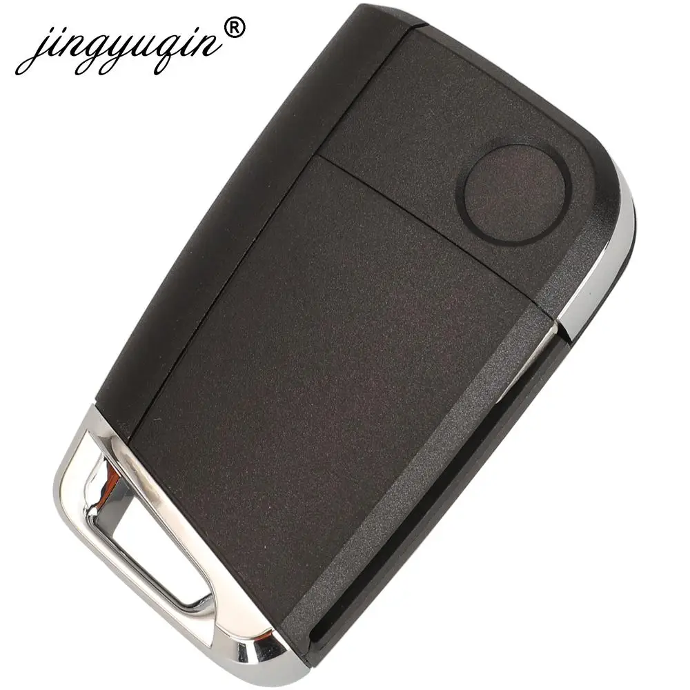 Jingyuqin capa original de chave dobrável com 3 botões, para golf 7 sportsvan gti mk7 skoda octavia a7, substituição de assento