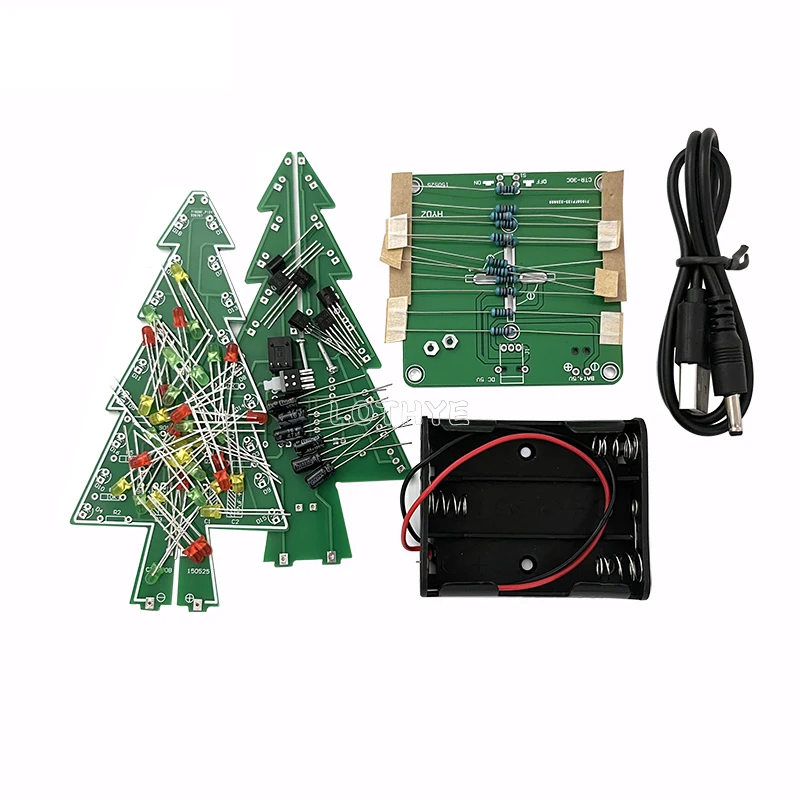 DIY Christmas Tree LED Flash Electronic Kit Soldering Assembly 3 Color / 7 Color Electronic Fun Welding