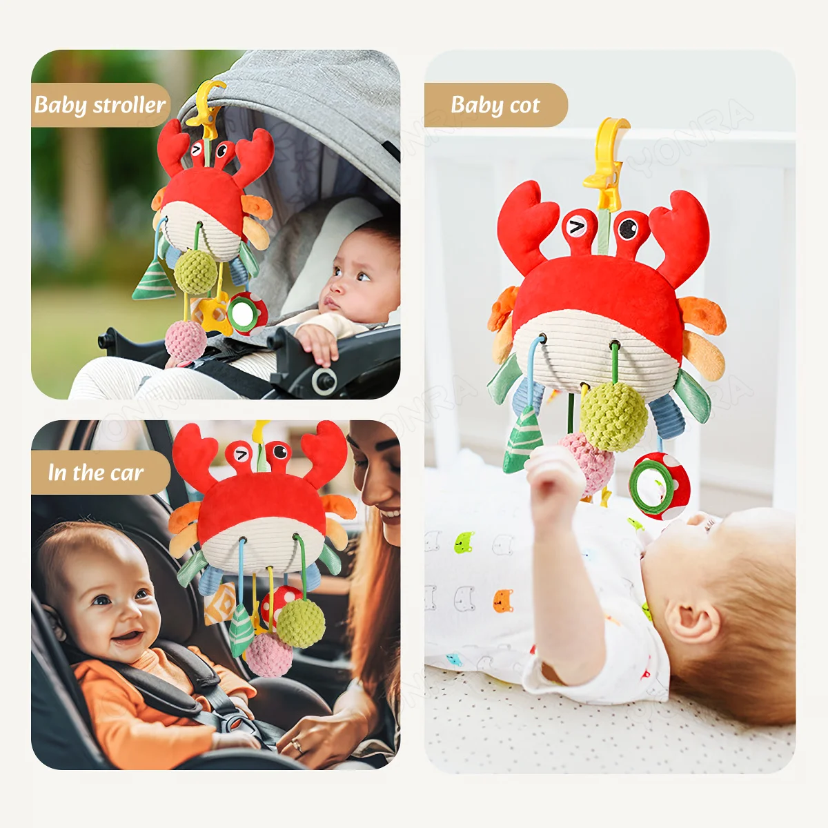Plush Pull String Sensory ของเล่น Rattle Montessori ของเล่นสําหรับทารกเด็กวัยหัดเดินโทรศัพท์มือถือสําหรับเปลของขวัญวันเกิดของเล่นท่องเที่ยว