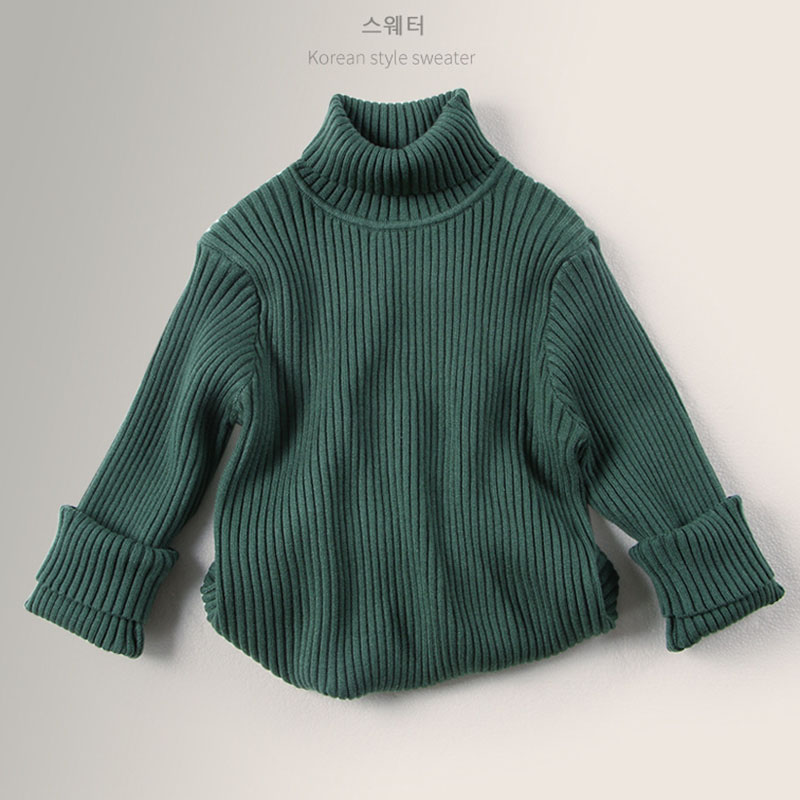 Suéteres de cuello alto para niños y niñas, Jersey de punto de Color sólido, ropa de otoño e invierno, novedad