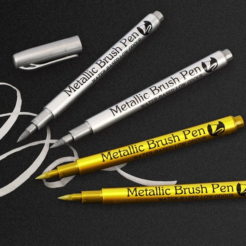 4/6pcs กันน้ําถาวรแปรงโลหะสี MARKER ปากกา DIY เรซินแม่พิมพ์ทองเงินอุปกรณ์วาดภาพ CRAFT Markers ปากกา