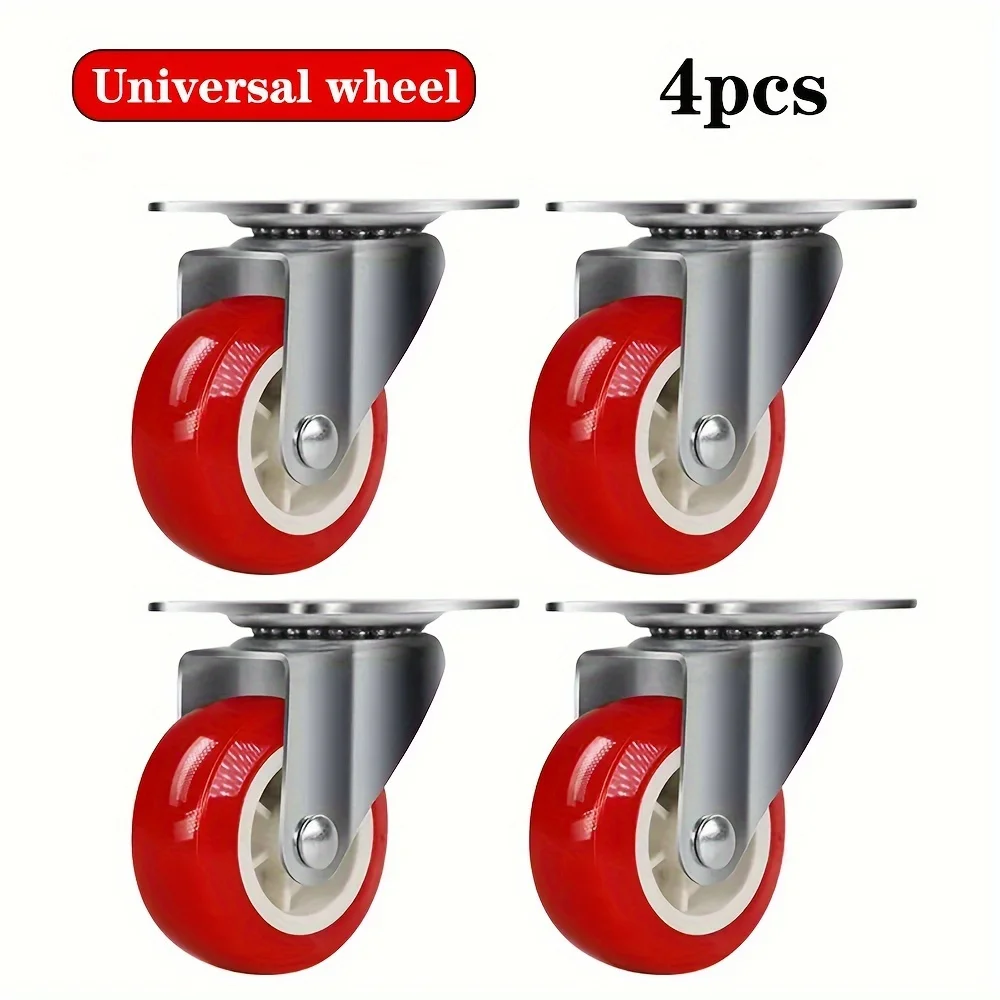 4-Pack PVC 1.97 "Heavy duty universal and directional casters, quiet red rotating wheels, trolley furniture items trolley