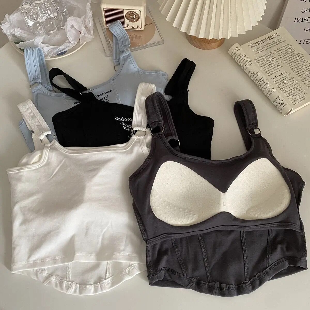Vrouwen Sexy Crop Tops Brief Print Crop Tops Mouwloos Vest Zomer Tops Casual Witte Tank Top Streetwear Club High Street