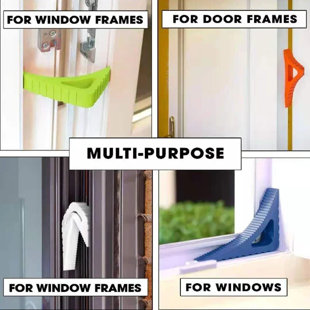 Rubber Door Stopper Reusable Floor Block Door Wedge Doorstops Home Window Limiter Home Office Anti-collision Door Stops Stopper