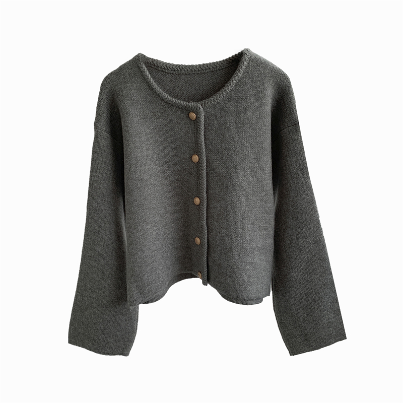 豪華なニットオープンカーディガン女性のファッション春 2024 シンプルなマッチゴールデンバックル香りのスタイル厚く暖かい長袖