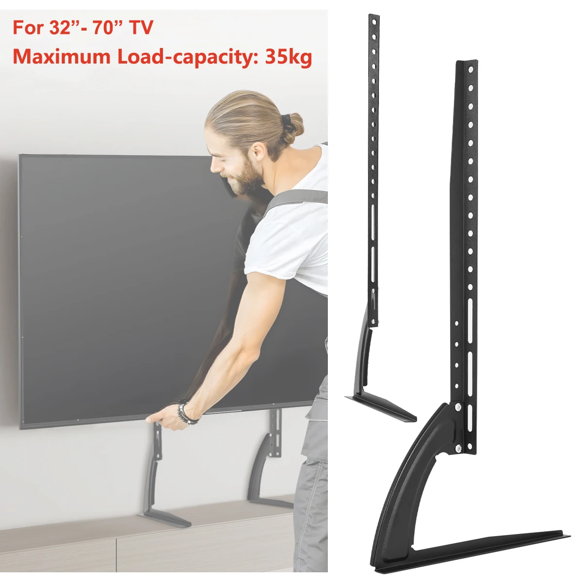 TV-Ständerbeine 55'' 65'' Universal für 32-70 Zoll LCD-Fernseher Tischfußhalterung Schwarz