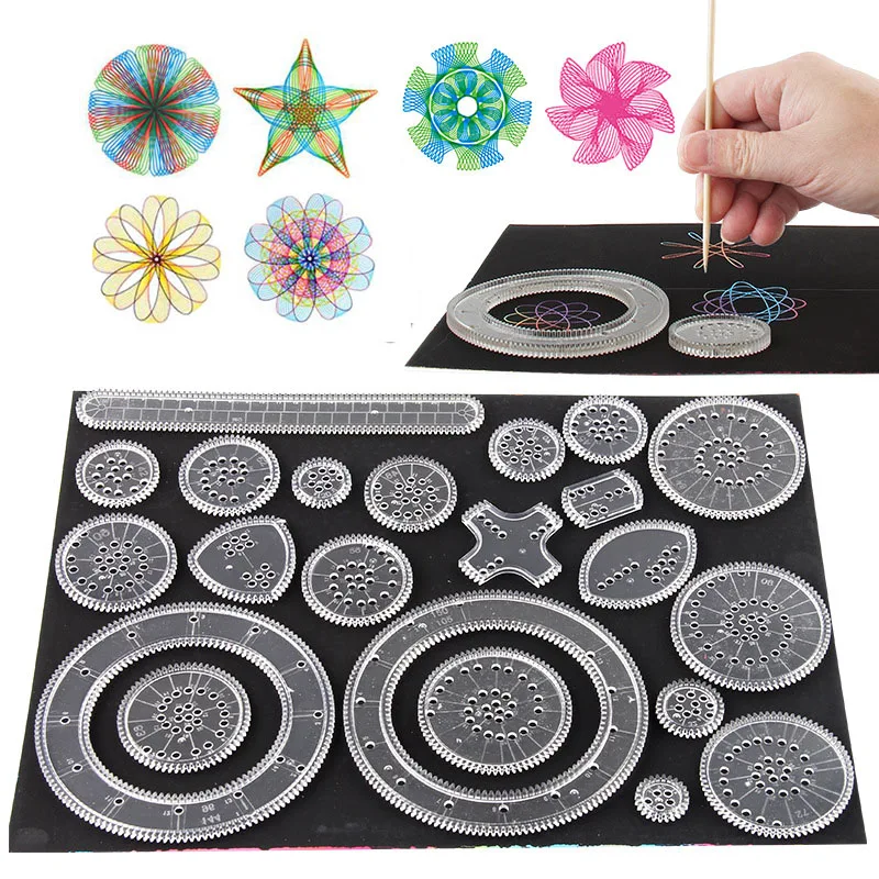 10-33 pezzi Spirograph Design Arts Craft Kit Disegni classici sorprendenti Arcobaleno Magico Scratch Off Set di carta Bambini Bambini che disegnano giocattoli