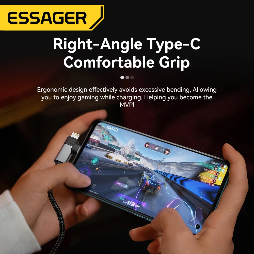 Essager PD 65W Max 2 in 1 Type C to Type C and Lightning For Samsung Xiaomi IPhone 14 13 12 11 Pro Max Xs Plus Data Cable