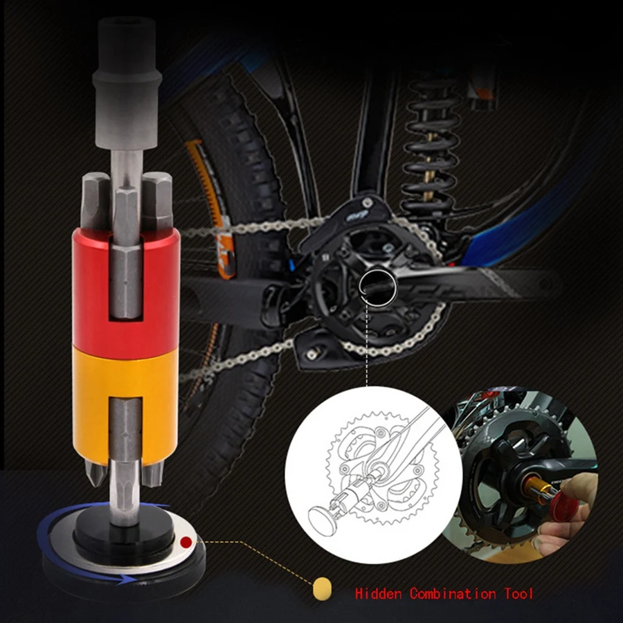 Aa91 alumínio bicicleta conjunto de ferramentas reparo invisível multi portátil kit hexágono chave fenda t25 conjunto corrente rebite montanha