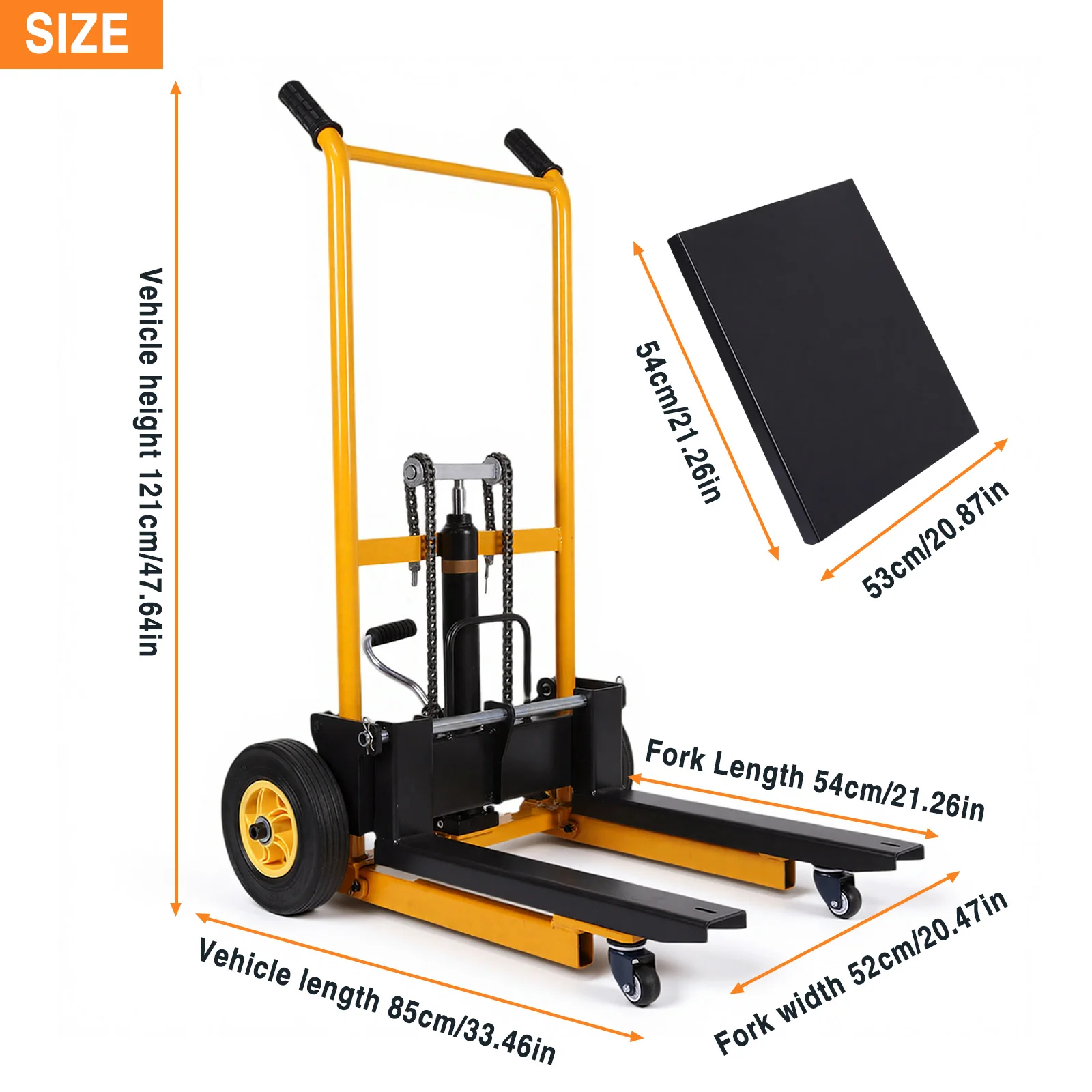 Mini Forklift Manual Hydraulic Stacker with Swivel Wheels Portable Pallet Jack Table Cart Wear Resist Pallet Truck Dolly