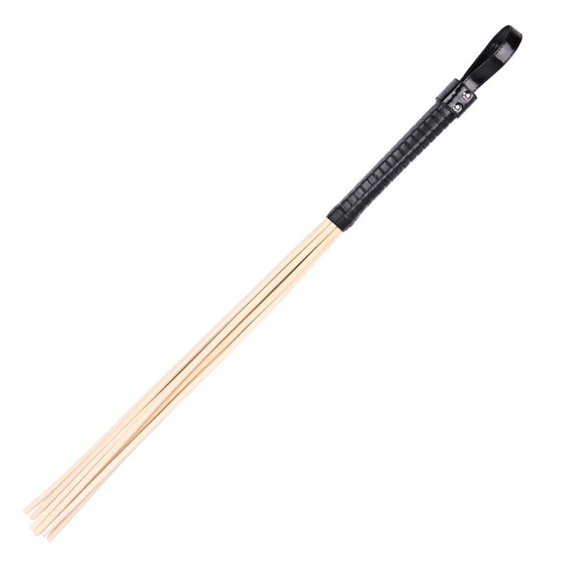 60CM Natural Rattan Whip Paddle ,Riding Crop Flogger Spikes PU Leather  Cover Handle Paddle Slapper for Horse Training