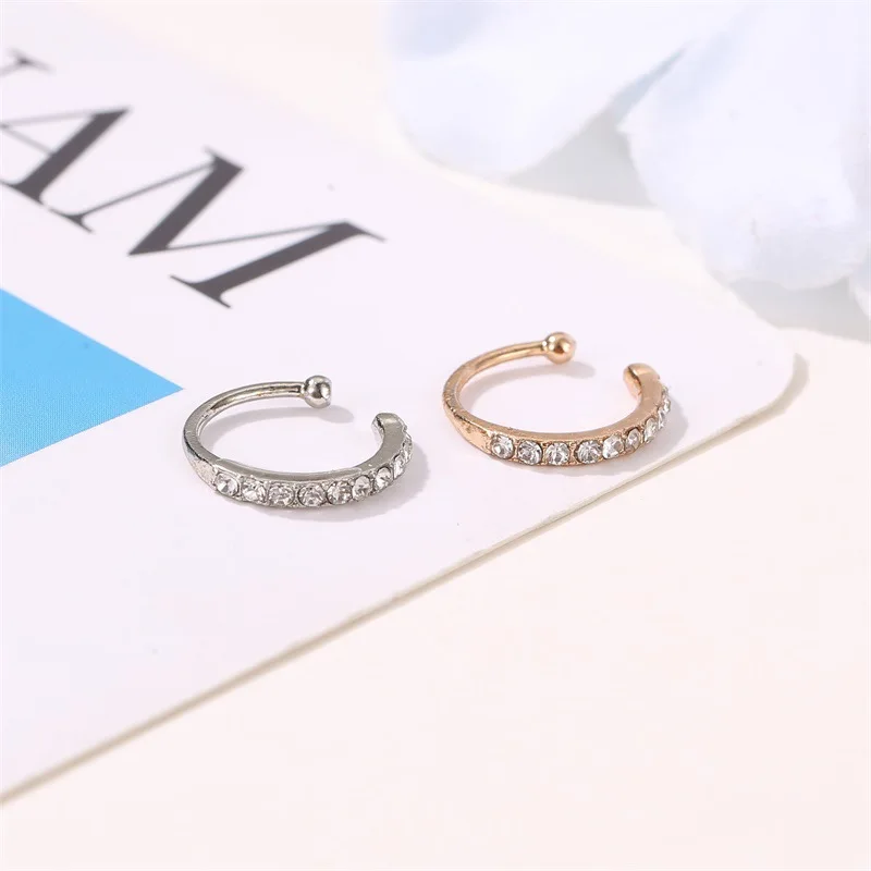 Brincos de cristal coreano, para mulheres, zircônio, toque sem furo, joias, brincos falsos, clipe de osso de orelha única