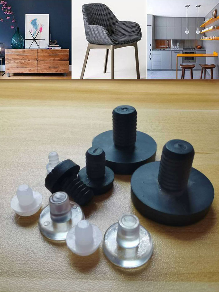 Mini tappi per fori in gomma Asta trasparente Tappo antipolvere Tavolo Sedia Piede Chiodo Mobili Gamba Silenziatore Glide Slide Pad Tappi Protezione per pavimento