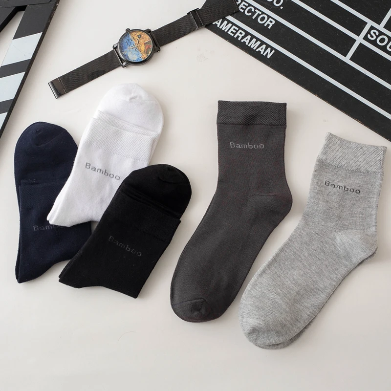 10 pares de calcetines de fibra de bambú para hombre, calcetines informales de negocios antibacterianos, cómodos y transpirables, calcetines de alta calidad para hombre de talla grande EU38-46