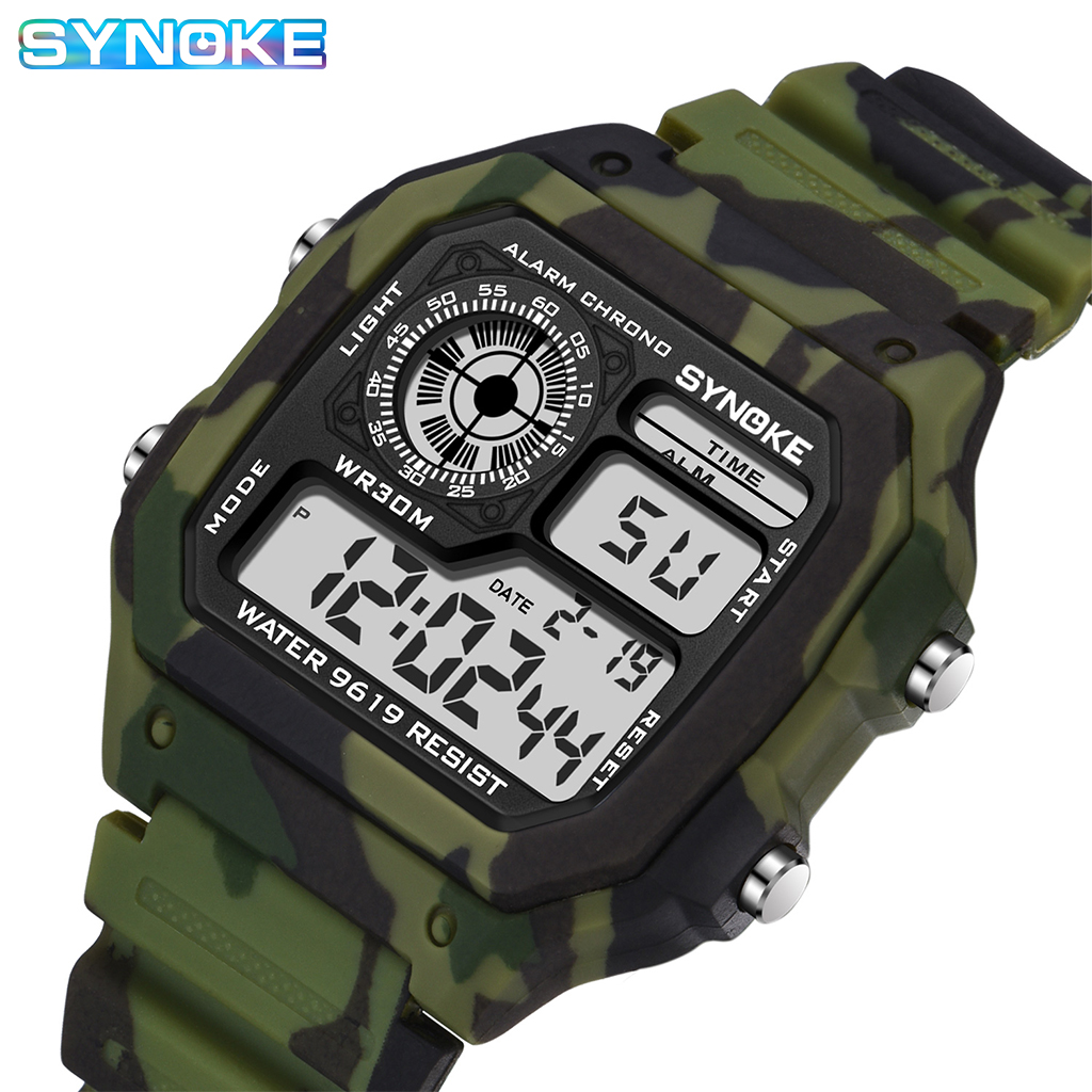 SYNOKE Outdoor wojskowy zegarek cyfrowy dla mężczyzn moda Retro męski zegarek sportowy wodoodporny męski zegarek wielofunkcyjny Luminous