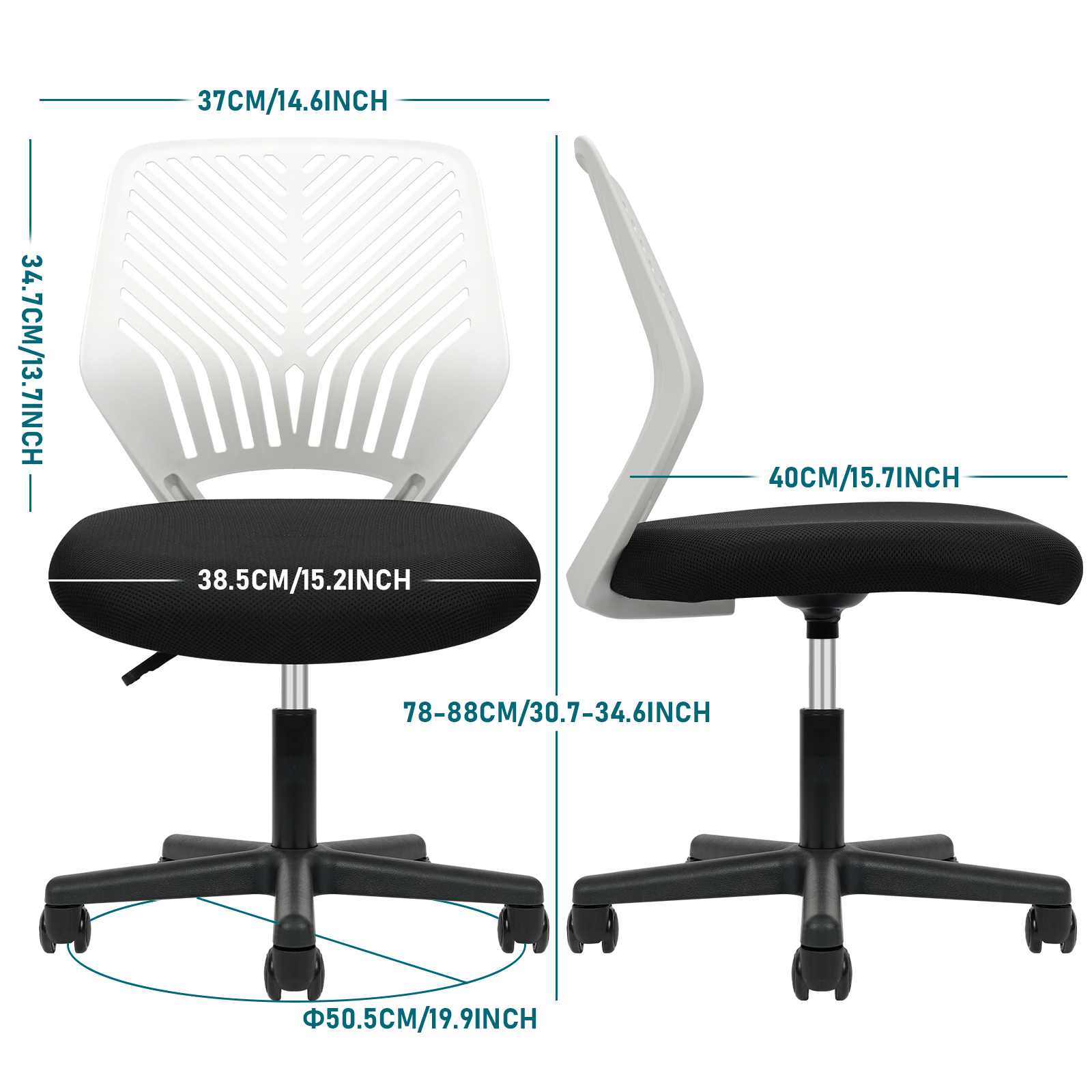 Chaise de bureau durable, chaise de bureau pivotante, hauteur réglable, siège rembourré, chaise ergonomique