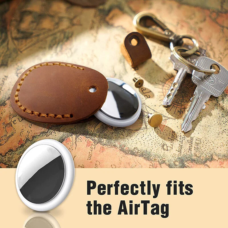 Keyring For Airtags Protective Case Retro High Quality Leather Keychain For Apple Anti-lost Tracker Locator Device Accessories