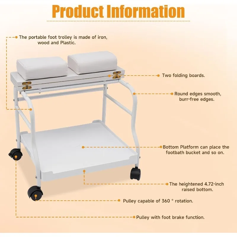 Carrello per pedicure Carrello per salone di bellezza Bagno per unghie o piedi Spa Carrello portatile per piedi con rotelle per parrucchieri Bagno di casa