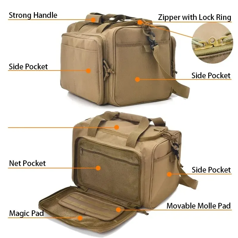 Borsa portaoggetti per pistola con sistema MOLLE, borsa a tracolla durevole per attrezzature e accessori da esterno
