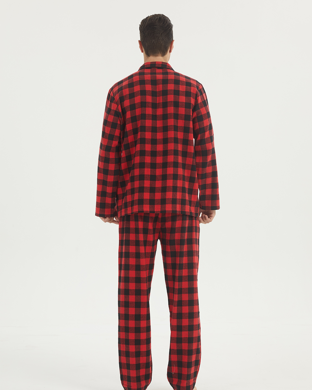 Herren-Pyjama-Set aus Flanell, Baumwolle, kariert, Pyjama für Herren, Pyjama-Set, weiche Lounge-Nachtwäsche, Pyjama-Hose mit Taschen, Flanellhemden
