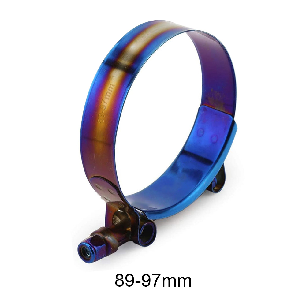 40 ミリメートルに 97 ミリメートルホースクランプキットステンレス鋼 1.57 "に 3.81" T ボルト調整可能なパイプ修正クリップユニバーサルホースクランプチタンブルー