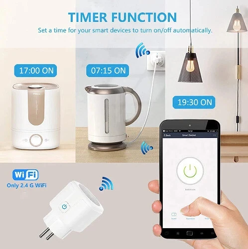 Tuya-enchufe inteligente WiFi/Zigbee, Monitor de potencia de 16A/20A con sincronización, Control por voz, Control por aplicación Smart Life para Alexa y Google Home